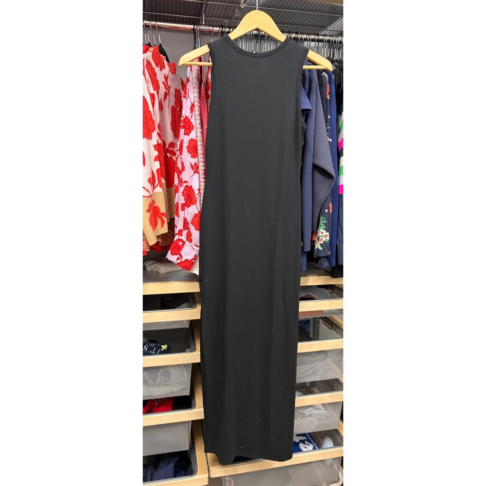 Quince Black Tencel Jersey Sleeveless Maxi Dress Side Slit Small